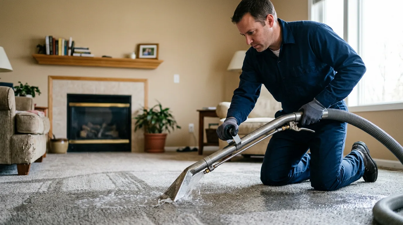 Water damage restoration technician working near Blum, TX